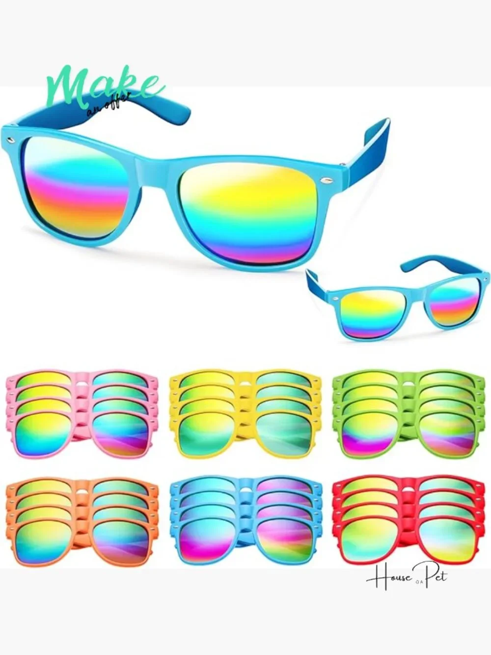 24 Neon Sunglasses with UV Protection, Bulk Party Favors for Goody Bags